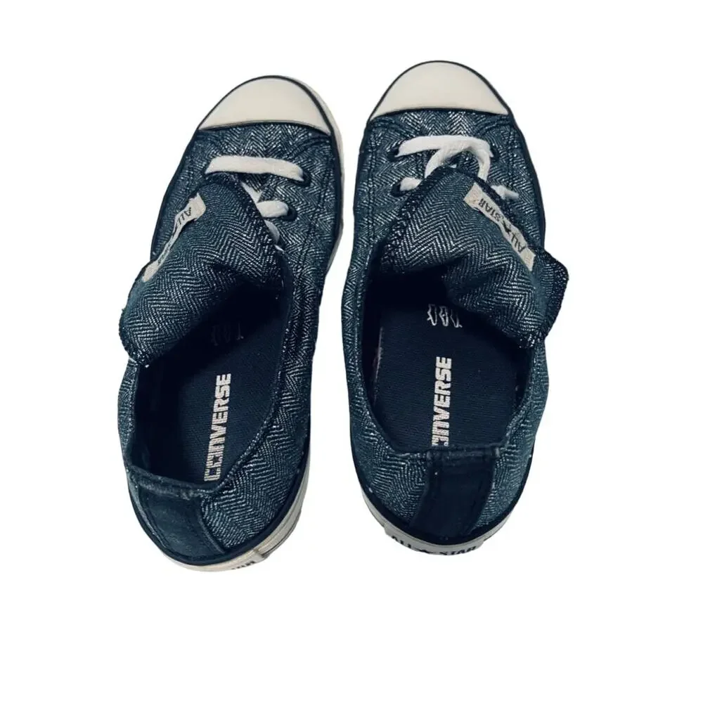 Converse All Star Mega Tongue Ox Shoes Sneakers Black Shimmer 632573F Jr. Size 2